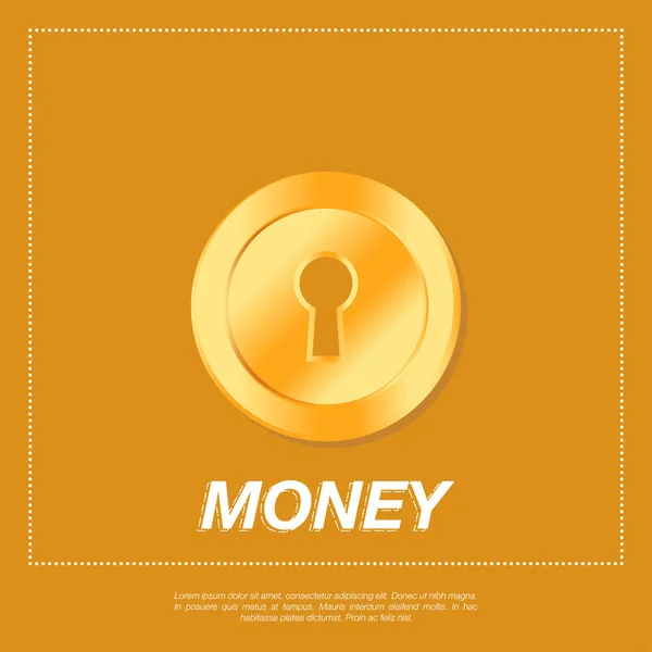 Golden coins on orange background. — Stock Vector