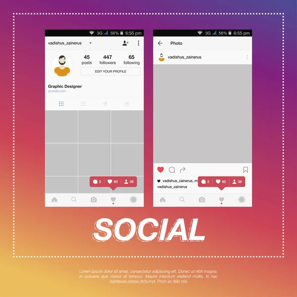 Mobiele applicatie en een pictogram voor sociale netwerk. — Stockvector