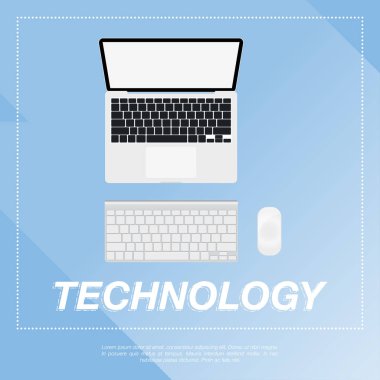 Dizüstü düz vektör çizim.