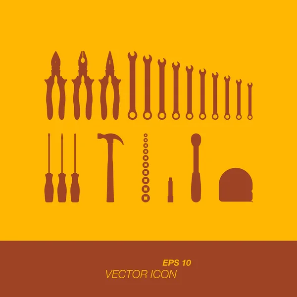 Conjunto de herramientas de silueta icono en estilo plano . — Vector de stock