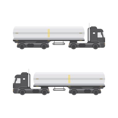 Tank kamyon nakliye sıvılar yan görünüm için. Beyaz arka plan üzerinde izole.