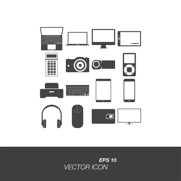 Definir ícones sobre o tema da tecnologia em estilo plano isolado em fundo branco . —  Vetores de Stock