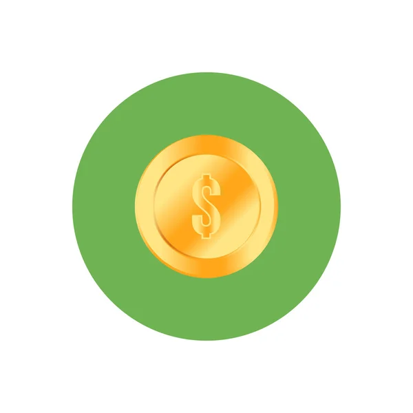 Ícone de moeda dourada em estilo plano isolado em um círculo . — Vetor de Stock