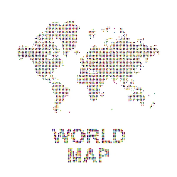 Mapa del mundo abstracto en puntos redondos y cuadrados . — Vector de stock