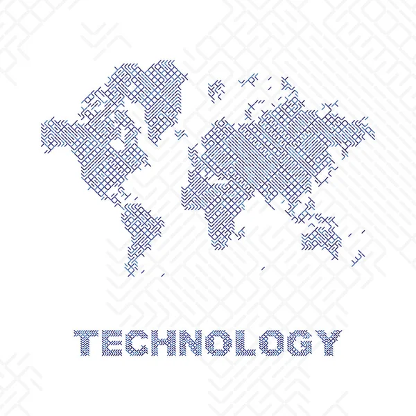 Mapa mundial de las comunicaciones digitales globales . — Vector de stock