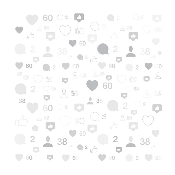 Pattern with social icons. Comments and likes. — Stock Vector