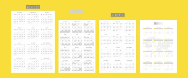 Fixer des calendriers pour 2017 Année. La semaine commence lundi . — Image vectorielle