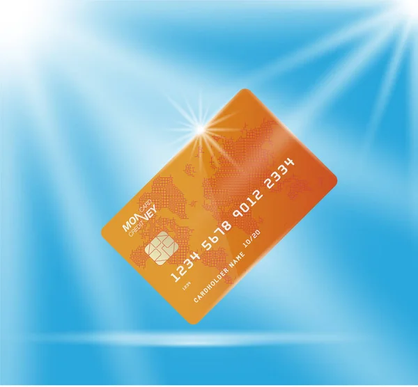 Plastikowe karty kredytowej. Przedniej stronie karty z mapą świata cyfrowego. — Wektor stockowy