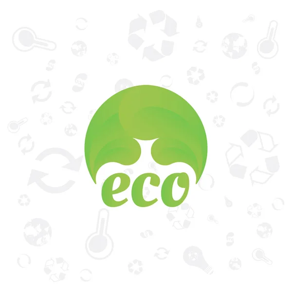 Groene logo van ecologie wth pictogrammen. — Stockvector