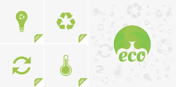 Set groene pictogrammen van ecologie. — Stockvector