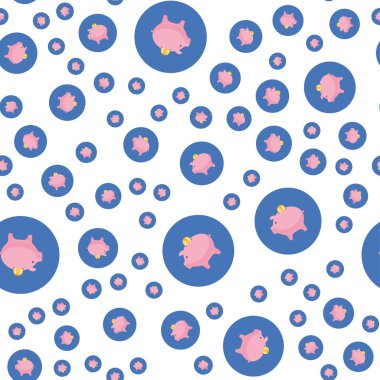 Seamless modeli, beyaz bir arka plan üzerinde kumbara.