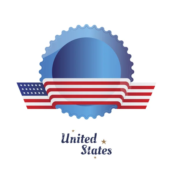American flag of beautiful shape on the emblem. — Stock Vector