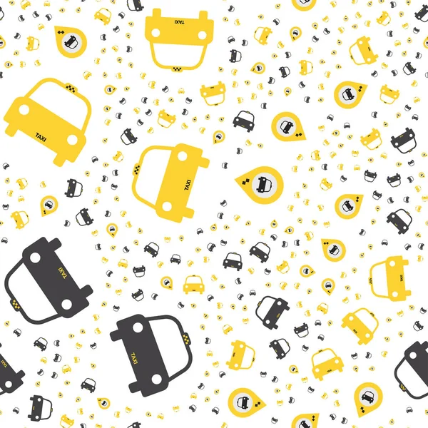 黄色のタクシーのアイコンとのシームレスなパターン. — ストックベクタ