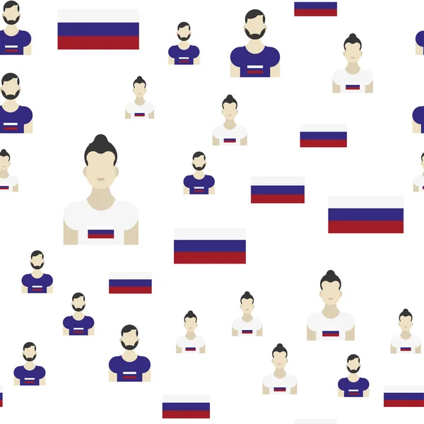 Nahtloses russisches Muster mit Flagge und Menschen. — Stockvektor