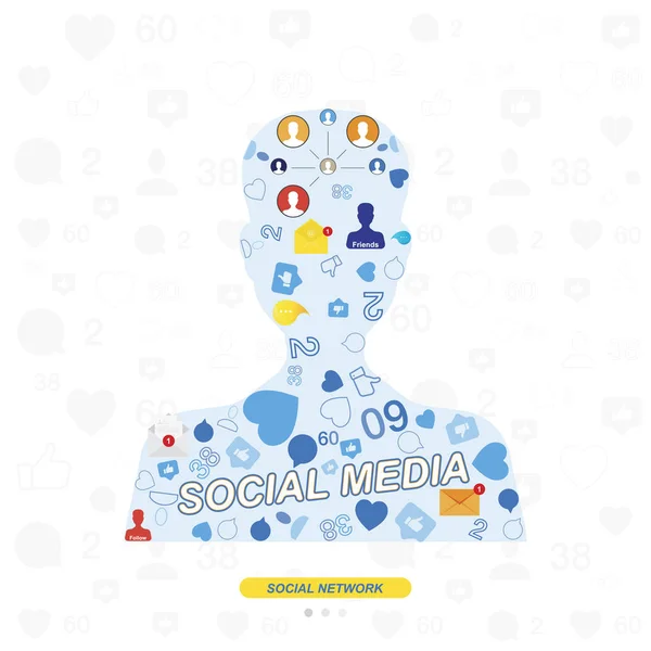 Iconos de redes sociales y símbolos de notificaciones . — Vector de stock