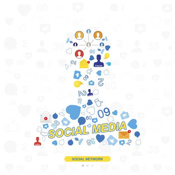 Iconen van sociale netwerken en symbolen van meldingen. — Stockvector