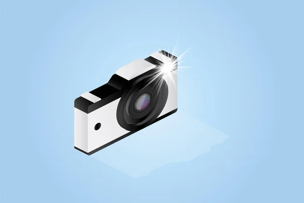 3D isometric concept. Photo camera on a white background. — Stock Vector