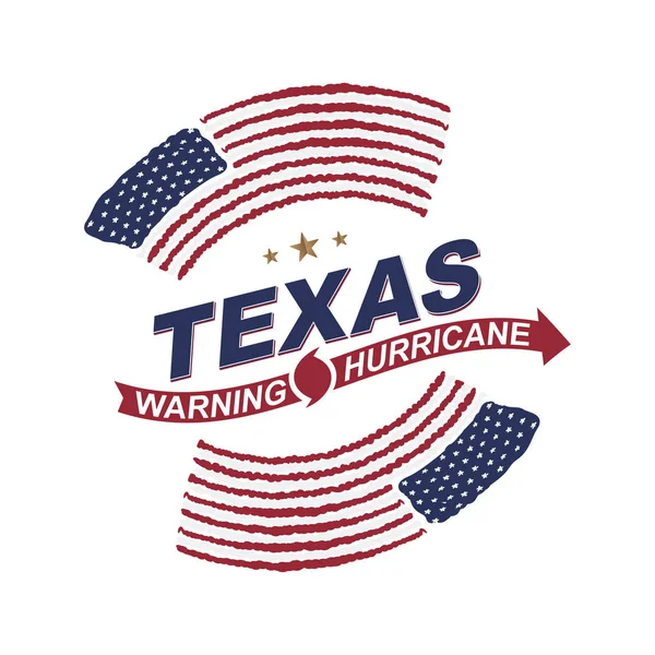 Uyarı Kasırgası Texas. ABD bayrağı ve yayla beyaz bir arka plan üzerinde sembolleri.