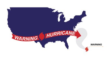 Uyarı kasırga kırmızı sembolü, bayrak ve beyaz bir arka plan okları. 