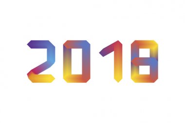 Sayısal imzası 2018. Yeni yıl için hafif bulanık metin efekti.