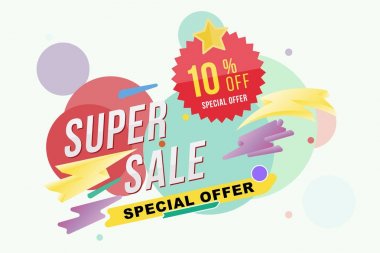 Süper satış yüzde 10 indirim poster ve el ilanı.