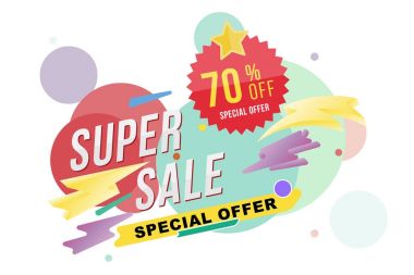 Süper satış yüzde 70'i indirim poster ve el ilanı.