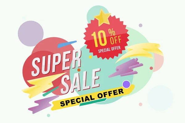 Super verkoop 10 procent korting poster en flyer. — Stockvector