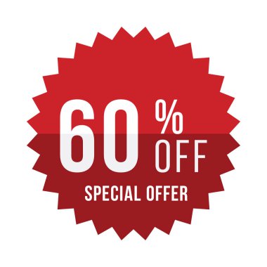 60 indirim ile kırmızı etiket. Şablon amblemi ile özel indirim düz vektör eps 10 /