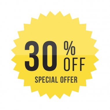 30 indirimli ile sarı etiket. 