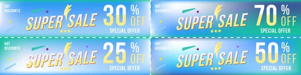 Verrekening super verkoop coupons in horizontale formaat 25-70. — Stockvector