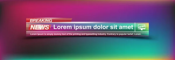 Breaking News templates titolo su sfondo a colori per il canale TV a schermo . — Vettoriale Stock