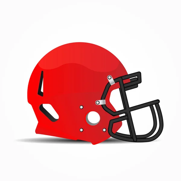 Kask sport dla futbolu amerykańskiego. Czerwony i czarnej maski, aby chronić twarz w grze. — Wektor stockowy