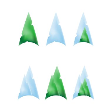 Yeşil ağaçlar ve Noel ve yeni yıl için bir degrade dağlarda.