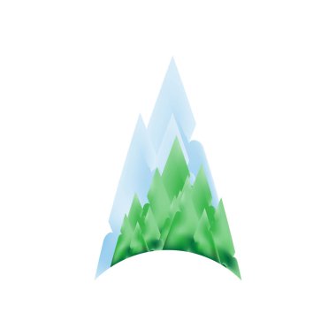 Yeşil ağaçlar ve Noel ve yeni yıl için bir degrade dağlarda.