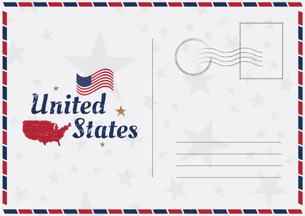 Векторная открытка с американским флагом и картой . — стоковый вектор