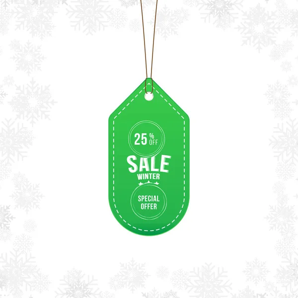 Label winter sale tag with special offer 25 off.