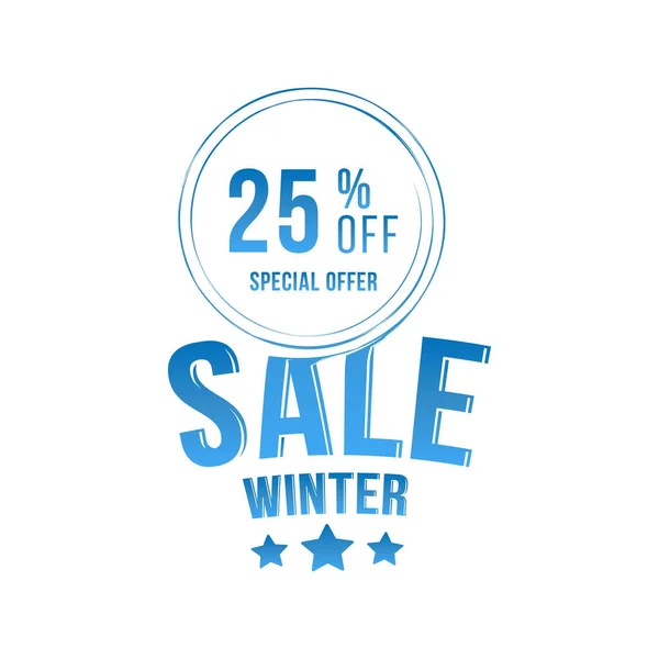 Vinter försäljning tagg med särskilda erbjuder 25% rabatt. — Stock vektor