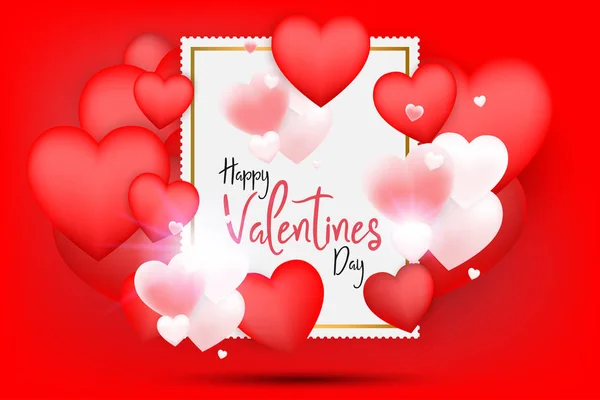 Valentijnsdag banner met roze harten. — Stockvector