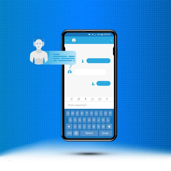 Sohbet bot simgesi gerçekçi smartphone içinde sosyal ağ için.