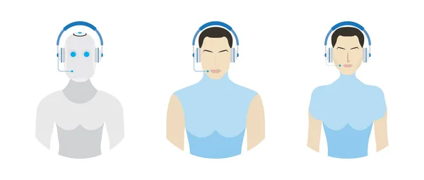 Set Usuarios con auriculares para call center . — Vector de stock