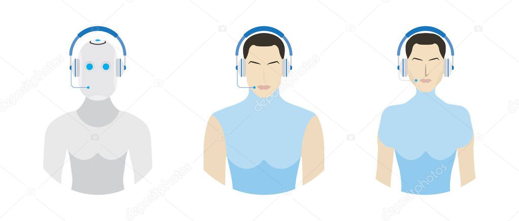 Set Users with headphone for call center.
