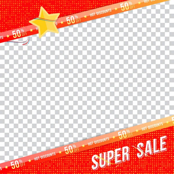 Super Sale 50 Rabatt. Vorlage Banner quadratisches Format. — Stockvektor