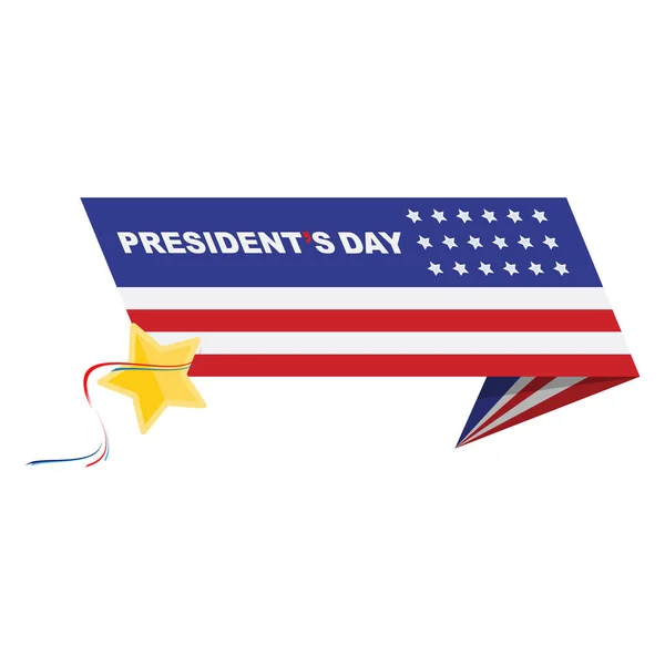 미국의 대통령은 행복 한 하루. 텍스트와 우리 국기 템플릿 디자인 요소 — 스톡 벡터