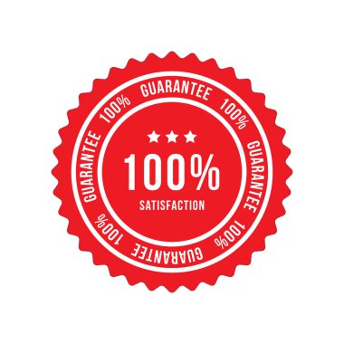 Kırmızı işaret yüzde 100 memnuniyet garantisi. Düz vektör çizim Eps 10