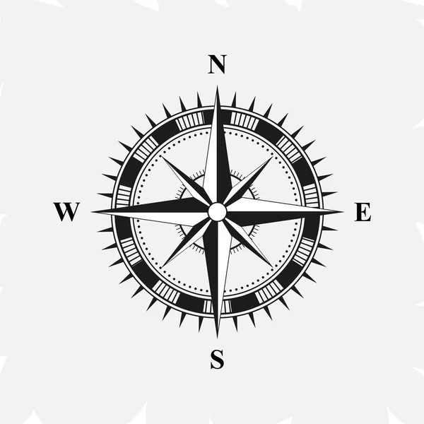 Old retro compass for navigating black. Flat vector illustration EPS 10 — Stock Vector