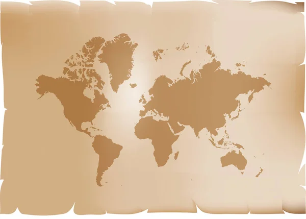 在褐色背景上隔离的复古世界地图矢量插图 — 图库矢量图片