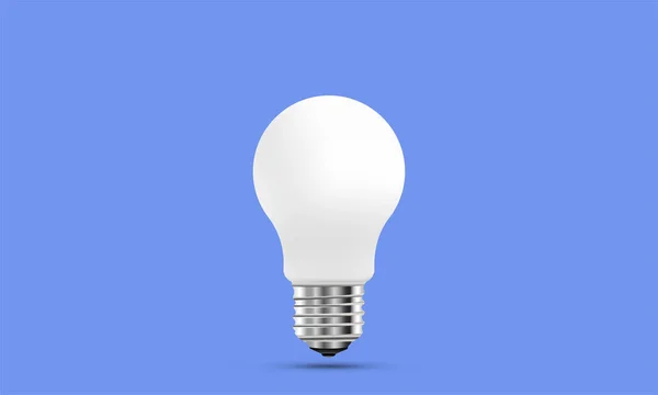 Concept on the topic of ideas. A realistic light bulb isolated on blue background with shadow — Stock Vector