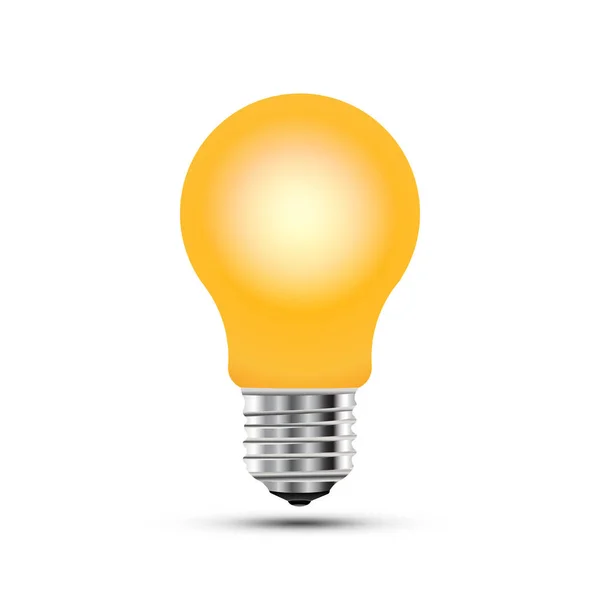 Concept on the topic of ideas. A realistic light bulb isolated on white background with shadow — Stock Vector