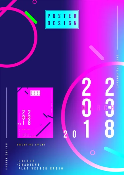 Αφηρημένη δημιουργικού σχεδιασμού αφίσας για δημιουργική εκδήλωση με πολύχρωμα ντεγκραντέ. Πρότυπο φουτουριστικό εξώφυλλο. Επίπεδη διανυσματικά εικονογράφηση Eps 10 — Διανυσματικό Αρχείο