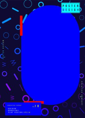 Soyut yaratıcı tasarım poster için sanat etkinliği renkli arka plan ile. Şablon fütüristik kapak. Düz vektör çizim Eps 10
